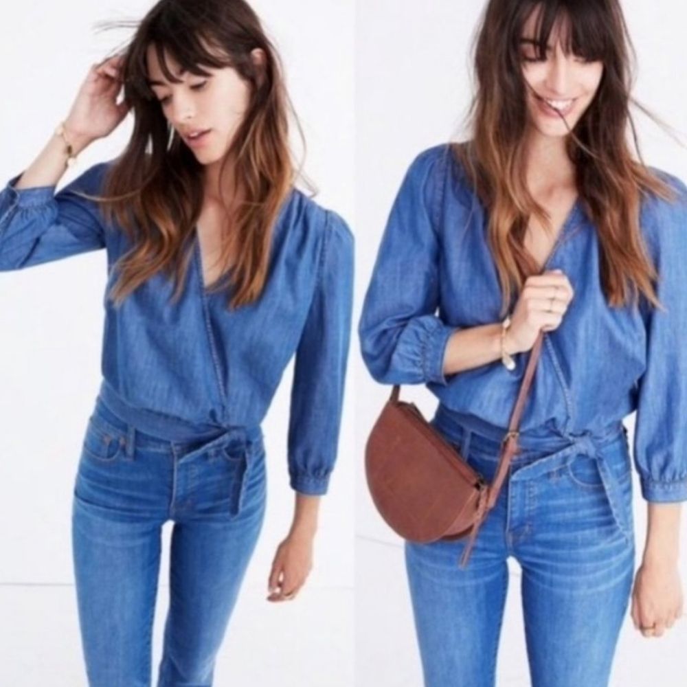 Madewell Denim Wrap Top Size XXS
